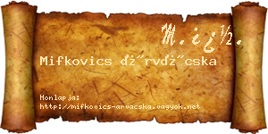 Mifkovics Árvácska névjegykártya